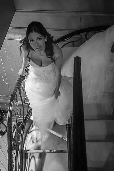 Bride on her room's stairs at Les Ottomans 