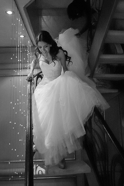 Bride walking down the stairs