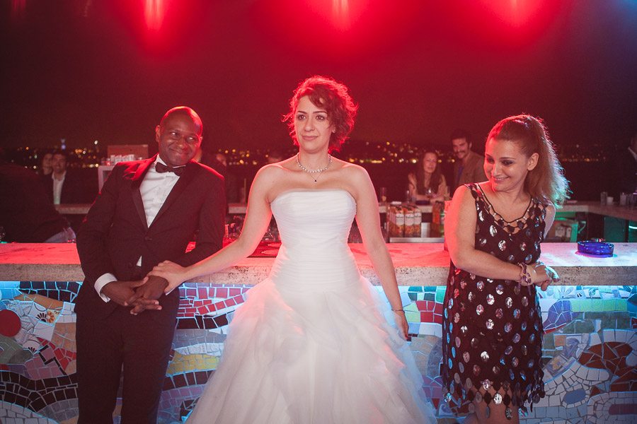 Bride's reaction to wedding speaches at Cubuklu Hayal Kahvesi