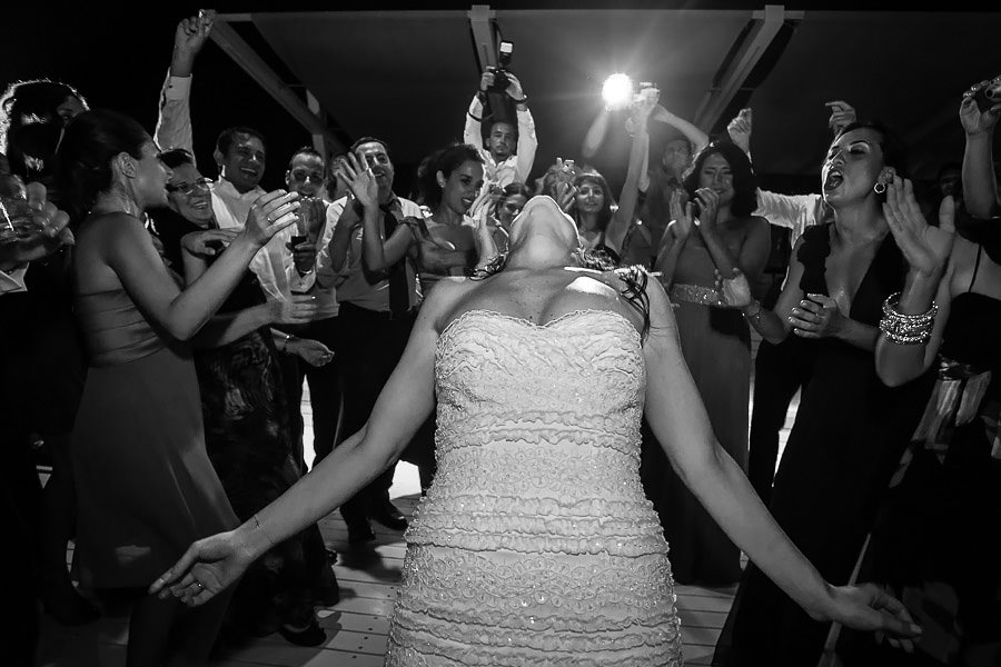 Bride dancing among her guests