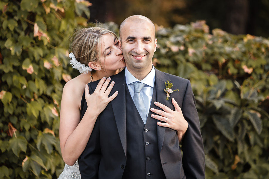 Bride and groom posing