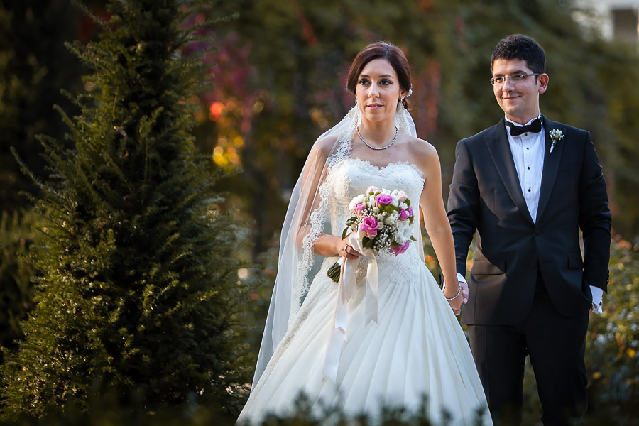 bride and groom walking