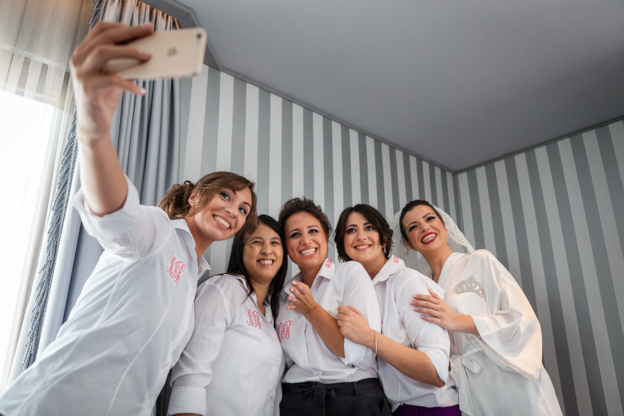 selfie with bridesmaids