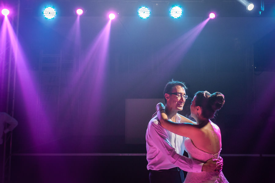 romantic dance with bride and groom