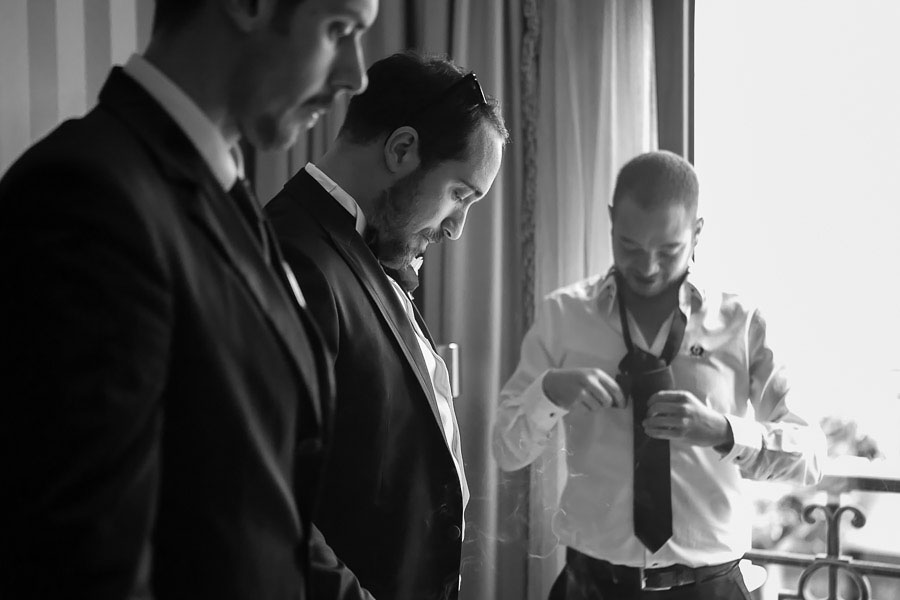 Groom and best men getting ready