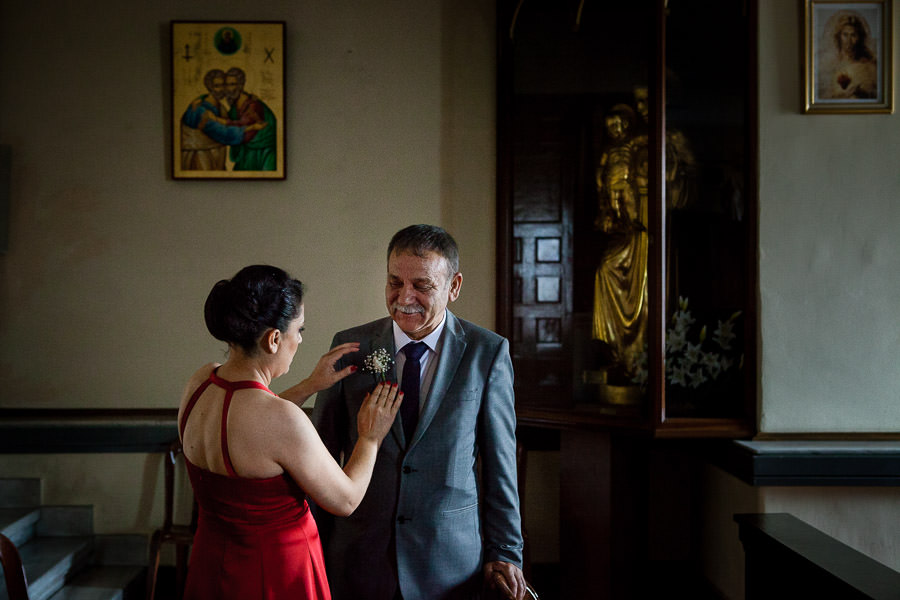 father of the bride before the ceremony at istanbul st. anthony of padua wedding