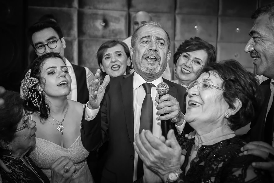 Bride's uncle singing at wedding